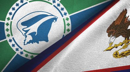 Martinique and American Samoa two flags textile cloth, fabric texture