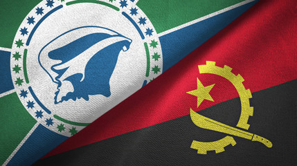 Martinique and Angola two flags textile cloth, fabric texture