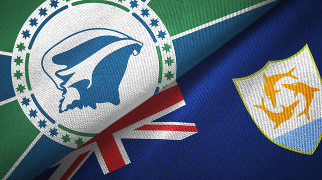 Martinique and Anguilla two flags textile cloth, fabric texture