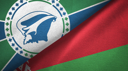 Martinique and Belarus two flags textile cloth, fabric texture