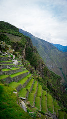 Fototapeta na wymiar The terraces or agricultural platforms of the Inca Empire, Machu Picchu Cusco