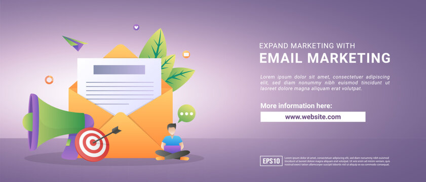 Vector illustration of email marketing and message concept. send message and message notification sign. Suitable for web landing page, marketing, advertising, promotion, banner. Vector illustration