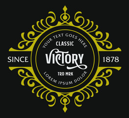 Victorian Ornament Badge Classic Decorative Style Frame Template