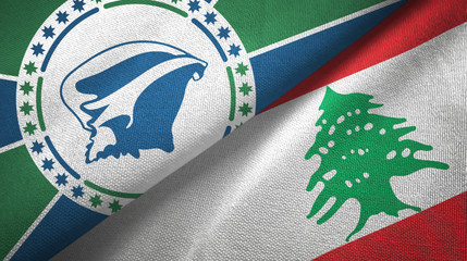 Martinique and Lebanon two flags textile cloth, fabric texture