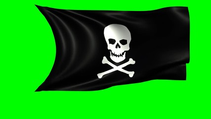 Loopable animation of Jolly Roger flag waving in the wind. Alpha channel included.