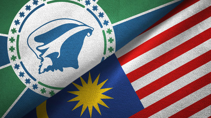 Martinique and Malaysia two flags textile cloth, fabric texture