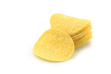 potato chips on white background.