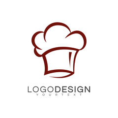 Chef hat Logo design with white background. Can be used for restaurant logo, catering logo, neon box, id card,