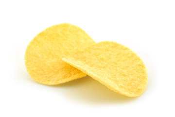 potato chips on white background.