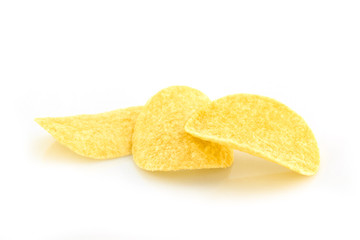 potato chips on white background.