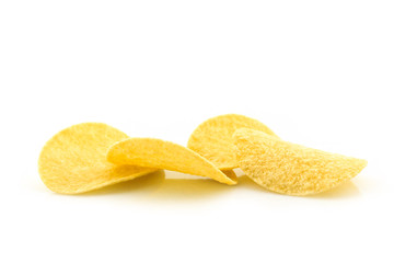 potato chips on white background.