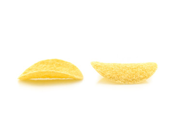 potato chips on white background.