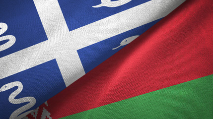 Martinique snake and Belarus two flags textile cloth, fabric texture