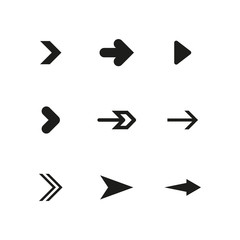 Set of black arrows. Collection of different styles. Vector illustration.