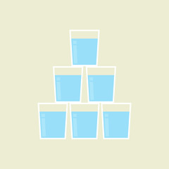 6 glass of drinking water.  Vector illustration