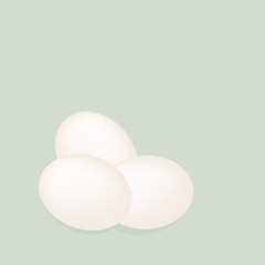 Chicken eggs isolated on green background