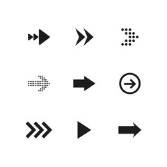 Set of black arrows. Collection of different styles. Vector illustration.