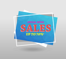 Quote sale banner. with polygonal triangles, 3d mesh polygons, rounds, lines, explosion for business and sale shopping. Vector eps 10 format.