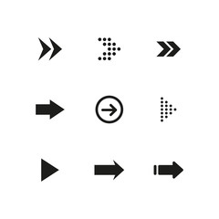 Set of black arrows. Collection of different styles. Vector illustration.