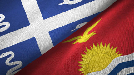 Martinique snake and Kiribati two flags textile cloth, fabric texture