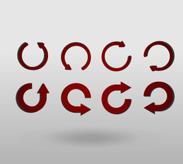 Arrow refresh icon reload sign set with polygonal triangles style. colorful arrow shape in modern polygonal crystal style on white background.