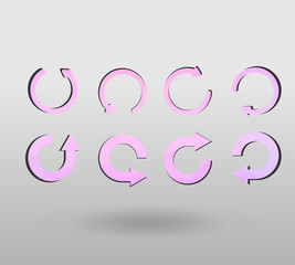 Arrow refresh icon reload sign set with polygonal triangles style. colorful arrow shape in modern polygonal crystal style on white background.