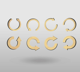 Obraz premium Arrow refresh icon reload sign set with polygonal triangles style. colorful arrow shape in modern polygonal crystal style on white background.