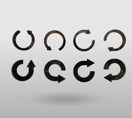 Arrow refresh icon reload sign set with polygonal triangles style. colorful arrow shape in modern polygonal crystal style on white background.