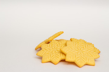 Cookie snowflake on a white background