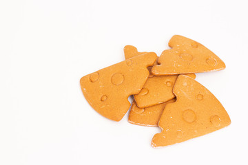 Cheese cookies on a white background
