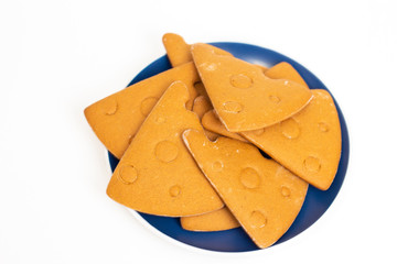 Cheese cookies on a white background