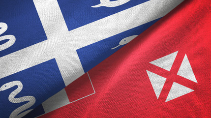 Martinique snake and Wallis and Futuna two flags textile cloth, fabric texture