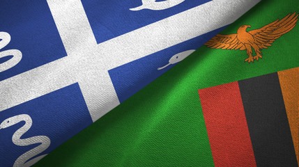 Martinique snake and Zambia two flags textile cloth, fabric texture