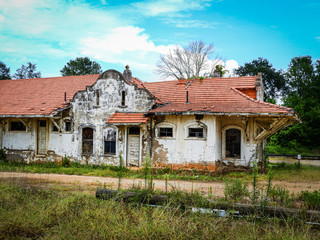 old depot by the railroad tracks