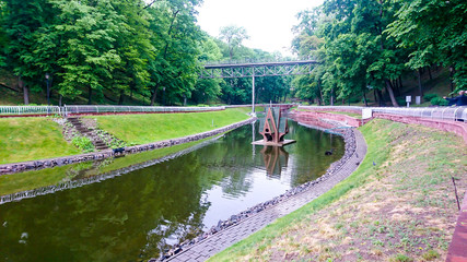 Fototapeta na wymiar canal and sculpture Gomel Belarus Europe