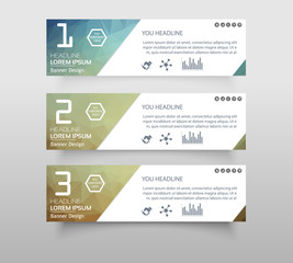 Set of infographic banner with polygonal, Geometric, Triangle pattern shape. web banner modern low polygon set background design, Geometric background. eps10 vector illustration.