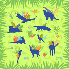 Conjunto de siluetas de animales