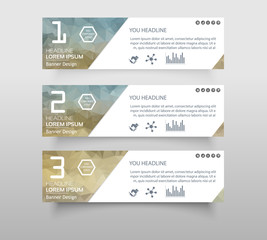 Set of infographic banner with polygonal, Geometric, Triangle pattern shape. web banner modern low polygon set background design, Geometric background. eps10 vector illustration.