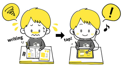 筆記が苦手な子供 学習 イラスト