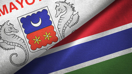 Mayotte and Gambia two flags textile cloth, fabric texture
