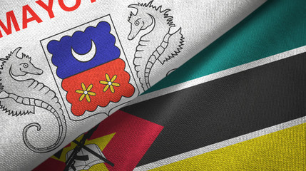 Mayotte and Mozambique two flags textile cloth, fabric texture