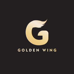 Fototapeta premium vector initial letter g business wing logo icon corporate technology concept gold color