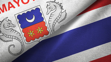 Mayotte and Thailand two flags textile cloth, fabric texture