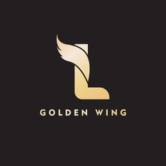 vector initial letter l business wing logo icon corporate technology concept gold color