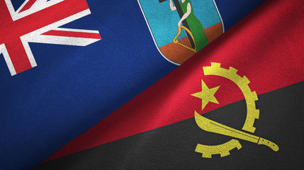 Montserrat and Angola two flags textile cloth, fabric texture