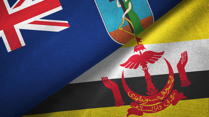 Montserrat and Brunei two flags textile cloth