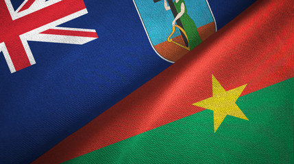 Montserrat and Burkina Faso two flags textile cloth, fabric texture
