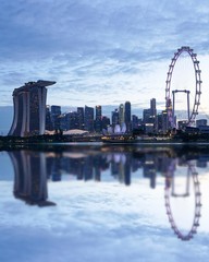 View of the singapore skyline just before sunset 