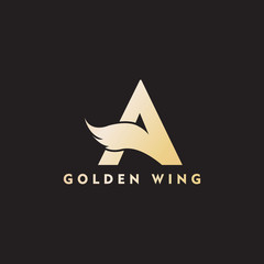 Fototapeta premium vector initial letter A business wing logo icon corporate technology concept gold color