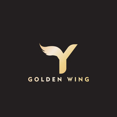 vector initial letter y business wing logo icon corporate technology concept gold color